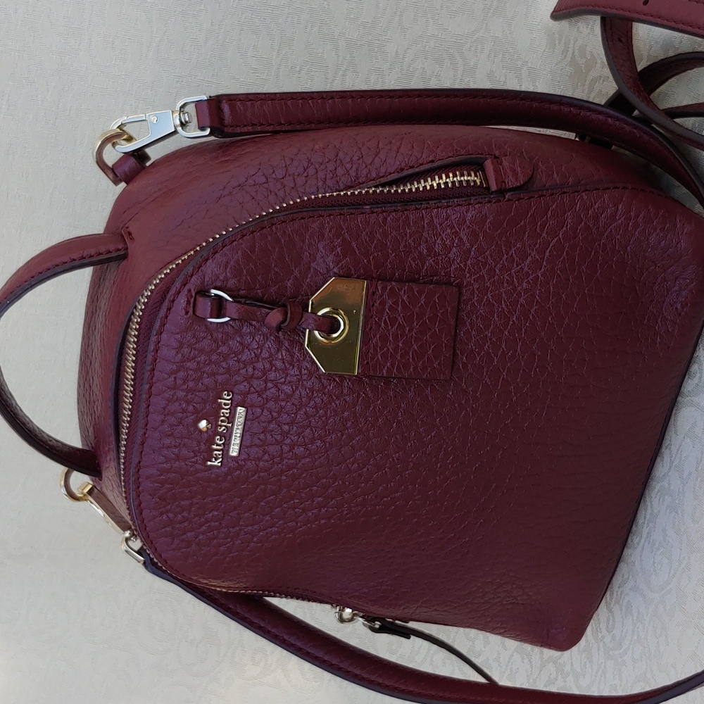 Kate Spade New York Mini Caden Carter Leather Women's Backpack Bag in Burgundy - Picture 14 of 16
